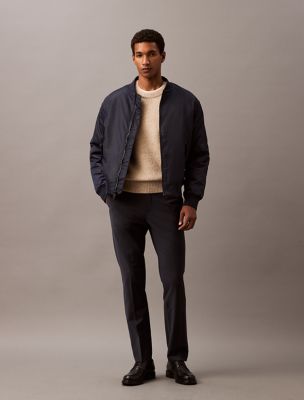 Refined Wool Blend Slim Trouser, Dark Sapphire