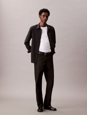 Pleated Wool Gabardine Blend Trouser, Black Beauty