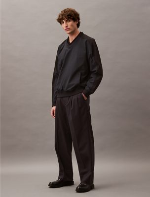 Pleated Wool Gabardine Blend Trouser, Vulcan