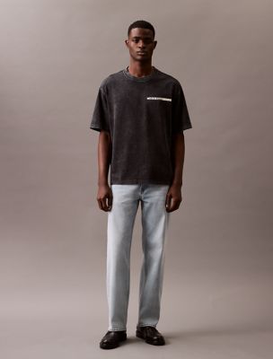 Washed Print Logo Relaxed T-Shirt, Black Beauty