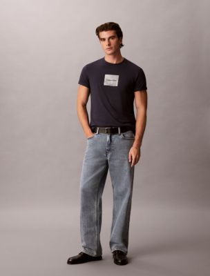 Мужская футболка Calvin Klein Textured Box Graphic Classic Crewneck, цвет: Синий — фото 3
