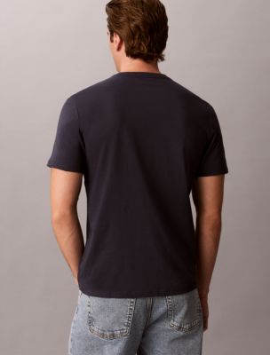 Мужская футболка Calvin Klein Textured Box Graphic Classic Crewneck, цвет: Синий — фото 4