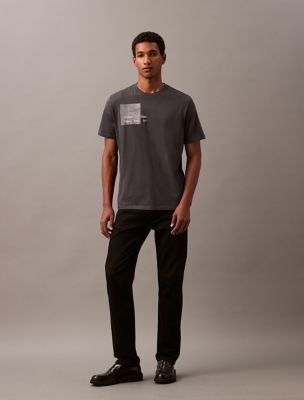 T-shirt classique à image délavée avec logo, ébène