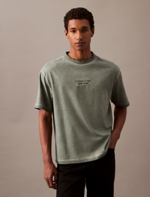 Faded Dye Logo Graphic Classic Crewneck T-Shirt, Tender Greens