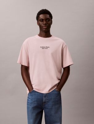 Faded Dye Logo Graphic Classic Crewneck T-Shirt, Gray Lilac