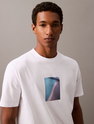 Contrast Shadow Graphic Classic Crewneck T-Shirt, Brilliant White