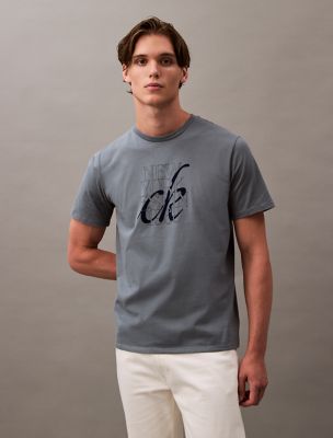 Script Logo Graphic Classic Crewneck T-Shirt, Stormy Weather
