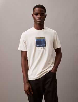 Blur Skyline Graphic Classic T-Shirt, Light Gray