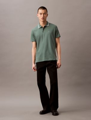 Liquid Touch Tipped Collar Polo Shirt, Dark Forest