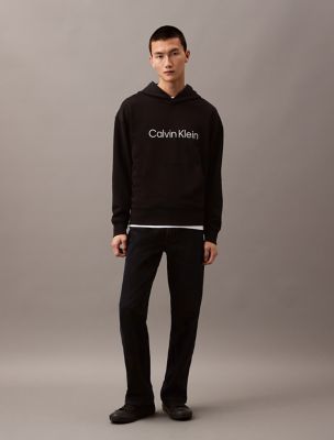 Standard Logo French Terry Relaxed Hoodie, Black Beauty