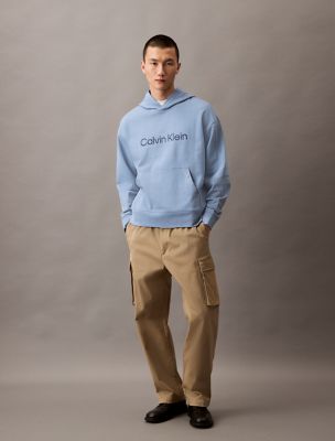 Standard Logo French Terry Relaxed Hoodie, Faded Denim
