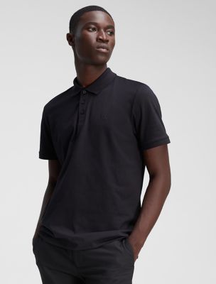 Smooth Cotton Polo Shirt, Black Beauty