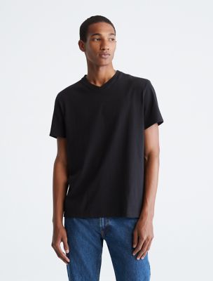 Smooth Cotton Solid V-Neck T-Shirt, Black