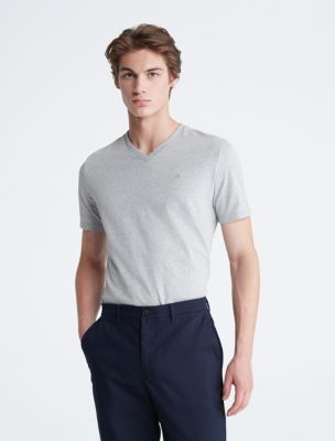 Smooth Cotton Solid V-Neck T-Shirt, Heroic Grey Heather