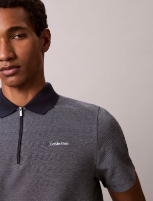 Мужские рубашки Calvin Klein Herringbone Zip Polo Shirt — фото 2