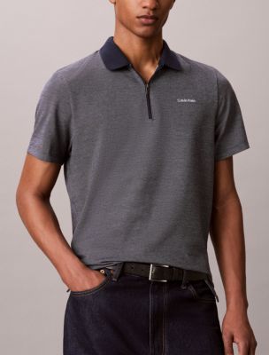 Мужские рубашки Calvin Klein Herringbone Zip Polo Shirt — фото 5