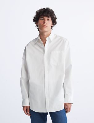 Long Sleeve Oversized Button Down Shirt, Brilliant White