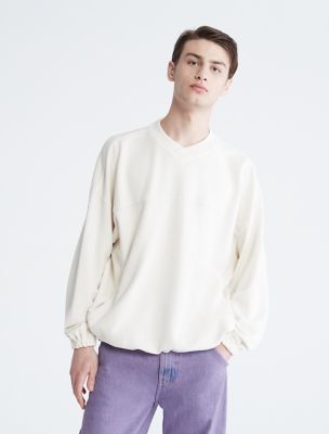 Color Relaxed Fit Overdyed Canvas Terry Sweatshirt, Egret