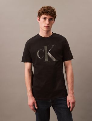 Metallic Monogram Logo Classic Crewneck T-Shirt, Black Beauty