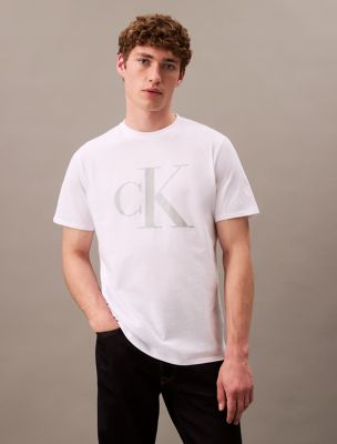 Metallic Monogram Logo Classic Crewneck T-Shirt, Brilliant White