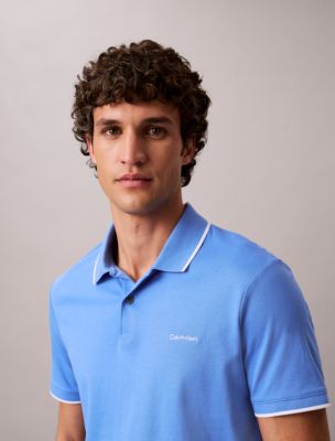 Liquid Touch Tipped Polo Shirt, Blue Twilight