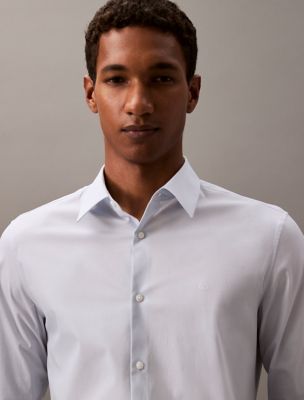 Slim Stretch Button-Down Shirt, Dusty Blue