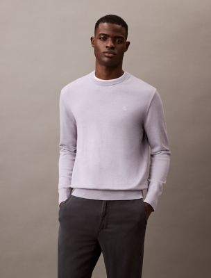 Smooth Cotton Sweater, Lilac Gray