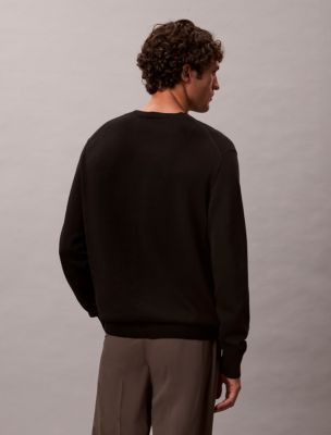 Мужской свитер Calvin Klein Smooth Cotton, цвет: Чёрный — фото 4