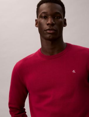Smooth Cotton Sweater, Beet Red