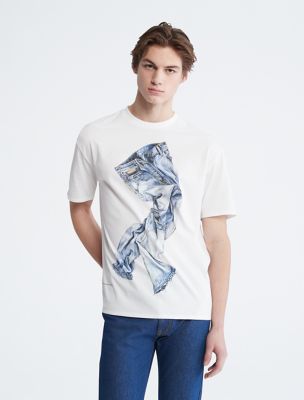 Denim Jeans Graphic Crewneck T-Shirt, Brilliant White