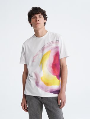 Watercolor Graphic Crewneck T-Shirt, Brilliant White