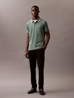 Liquid Cotton Tipped Polo Shirt, Dark Forest