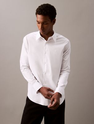 Cotton Stretch Classic Button-Down Shirt, Brilliant White