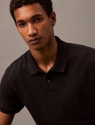 Refined Pique Polo Shirt, Black Beauty