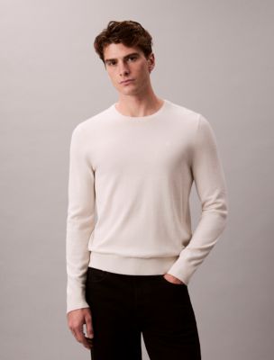 Extra Fine Merino Blend Crewneck Sweater, Chalk