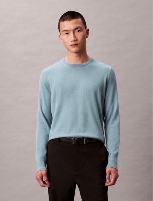 Extra Fine Merino Blend Crewneck Sweater, Smoke Blue