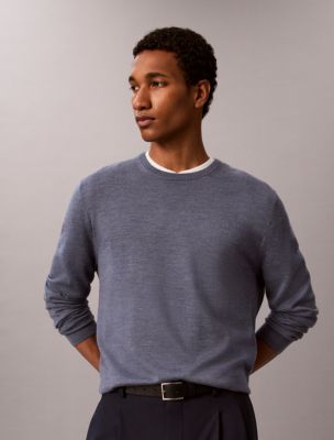 Extra Fine Merino Blend Crewneck Sweater, Grisaille