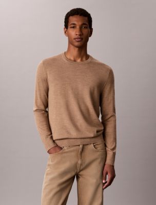 Extra Fine Merino Blend Crewneck Sweater, Tigers Eye