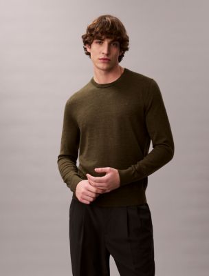 Extra Fine Merino Blend Crewneck Sweater, Dusty Olive