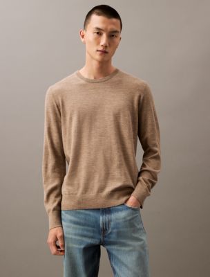 Extra Fine Merino Blend Crewneck Sweater, Cinder Heather