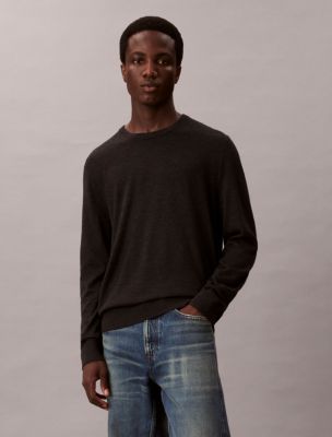Extra Fine Merino Blend Crewneck Sweater, Gunmetal Htr