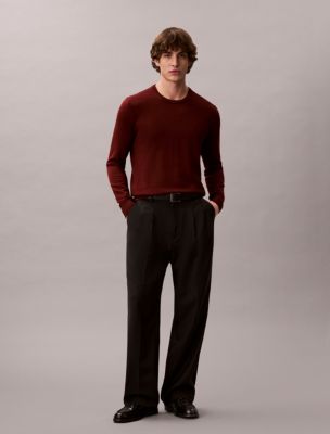 Extra Fine Merino Blend Crewneck Sweater, Rusted Root