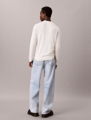 Мужской свитер Calvin Klein Extra Fine Merino Blend Crewneck, цвет: Состаренный белый — фото 5