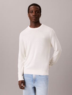 Extra Fine Merino Blend Crewneck Sweater, Antique White
