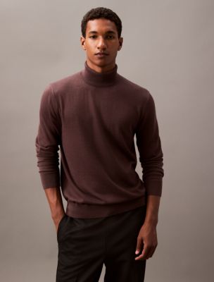 Extra Fine Merino Blend Turtleneck Sweater, Raisin