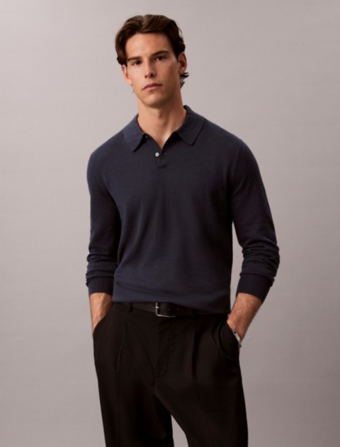 Мужские свитеры Calvin Klein Extra Fine Merino Blend Polo Sweater