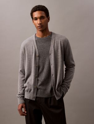 Extra Fine Merino Wool Blend Cardigan Sweater