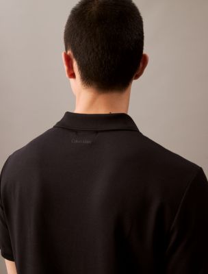 Мужское поло Calvin Klein Tech Pique Zip Polo Shirt, цвет: Чёрный, вариант 2 — фото 5