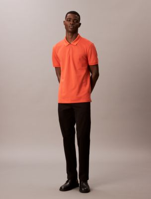 Tech Pique Zip Polo Shirt, Mecca Orange