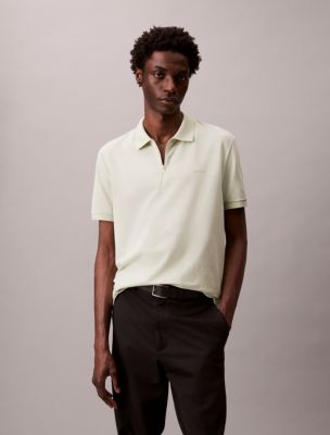 Tech Pique Zip Polo Shirt, Tender Greens